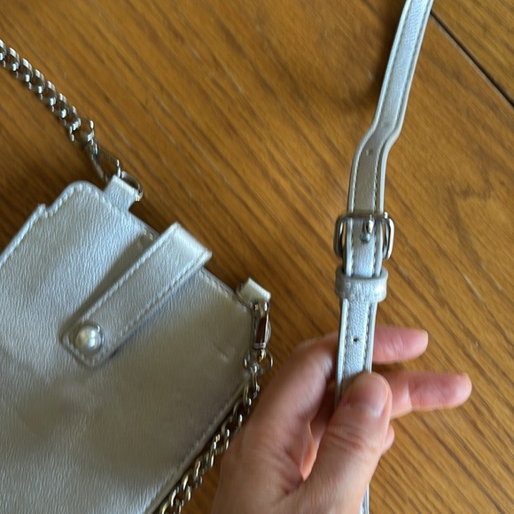 WHBM metallic silver crossbody & clutch phone bag - Picture 11 of 11